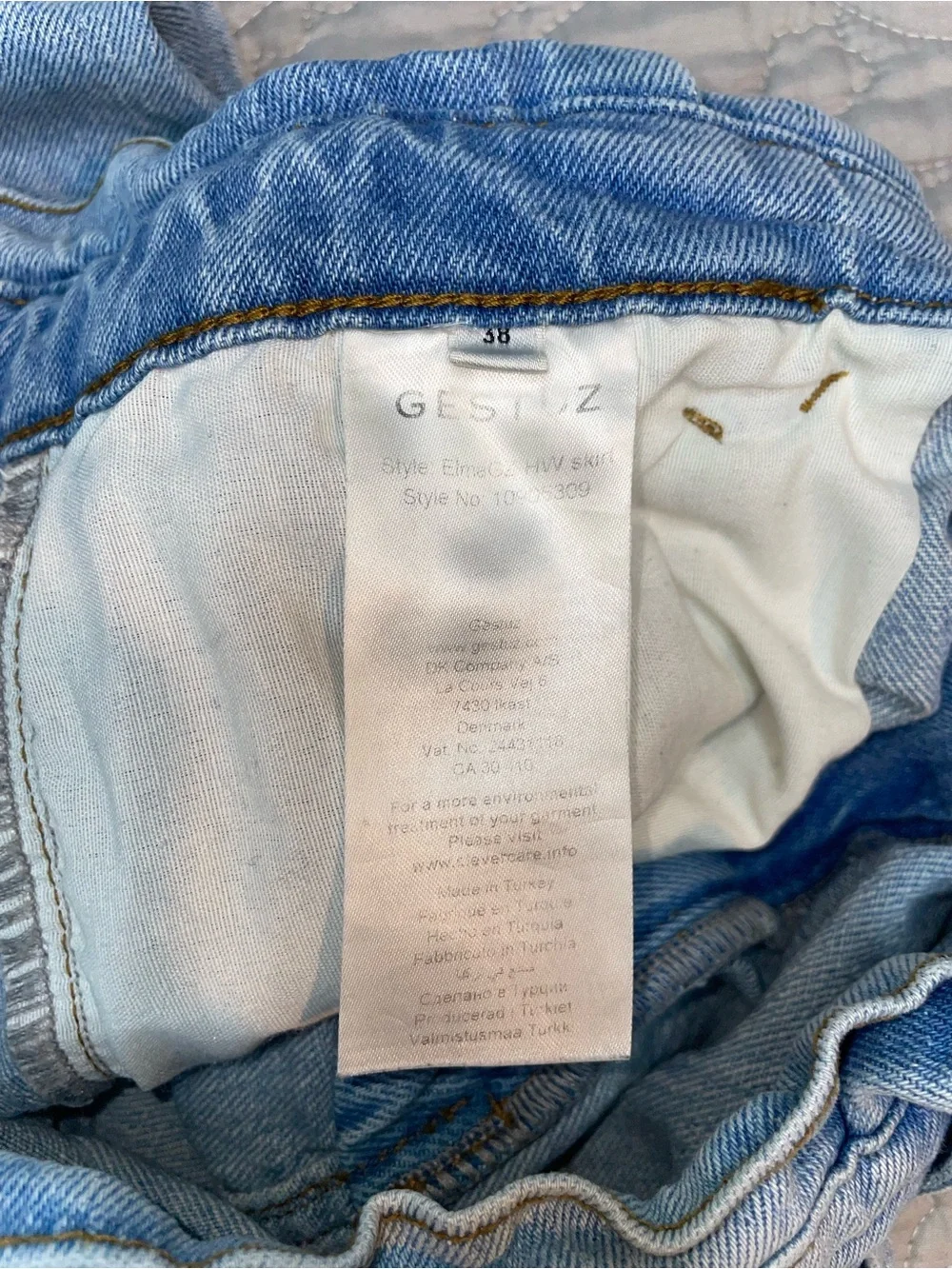 Gestuz Classic Light Blue Denim Paperbag Waist Skirt